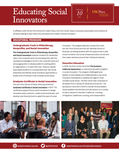 PDF image of Social Innovators One-pager